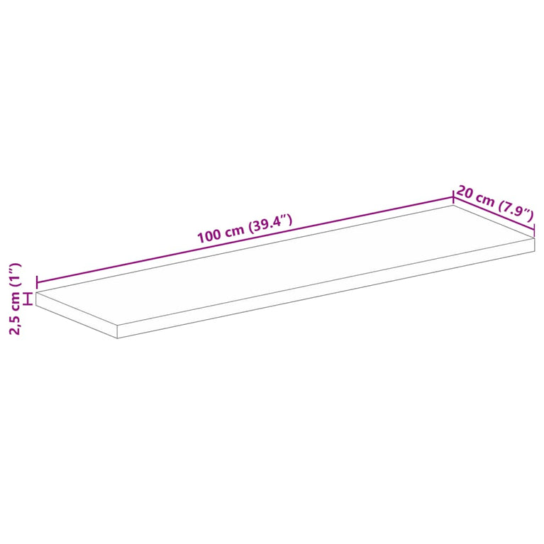 Tafelblad rechthoekig 100x20x2,5 cm massief acaciahout