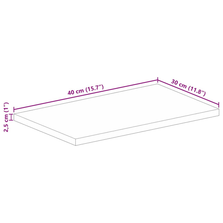 Tafelblad rechthoekig 40x30x2,5 cm massief acaciahout