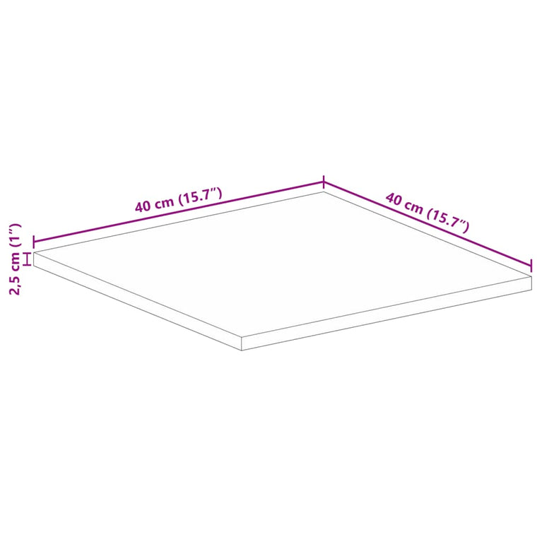 Tafelblad vierkant 40x40x2,5 cm massief acaciahout