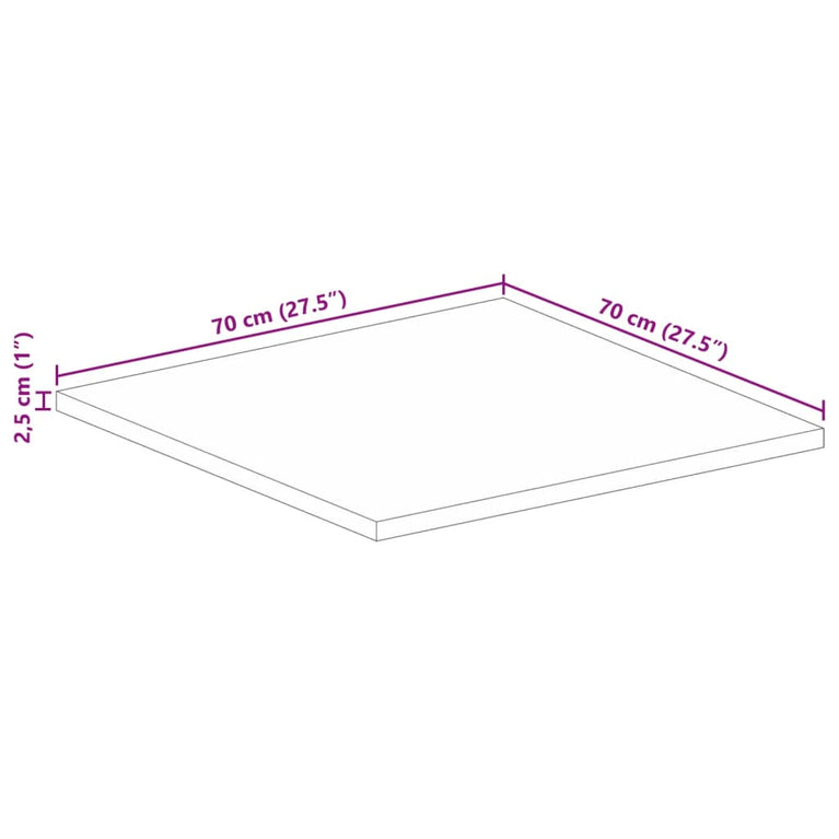 Tafelblad vierkant 70x70x2,5 cm massief acaciahout