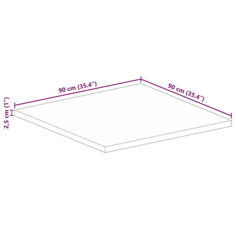 Tafelblad vierkant 90x90x2,5 cm massief acaciahout