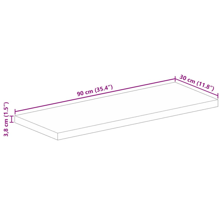 Tafelblad rechthoekig 90x30x3,8 cm massief acaciahout