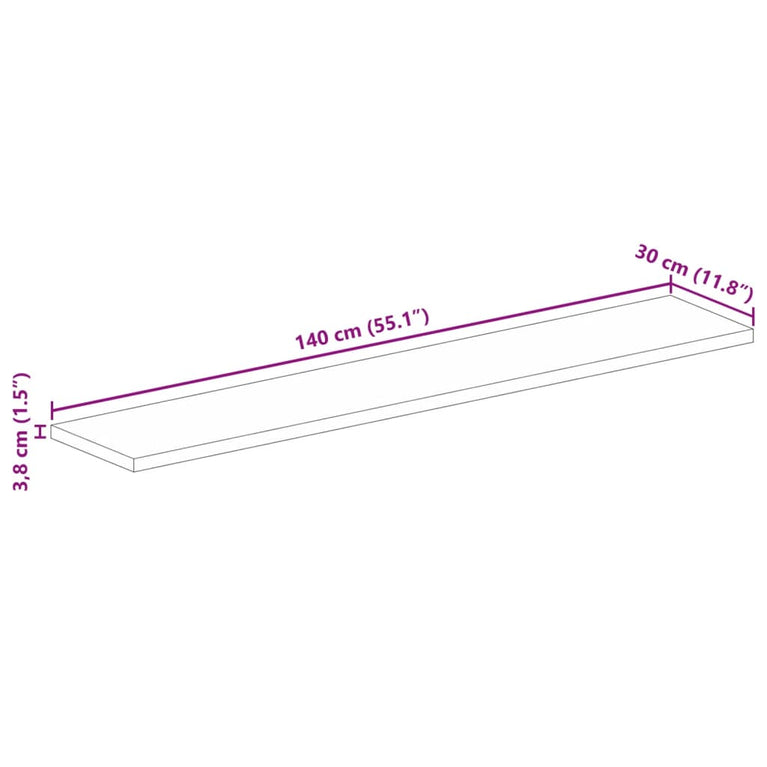 Tafelblad rechthoekig 140x30x3,8 cm massief acaciahout