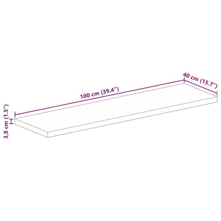 Tafelblad rechthoekig 100x40x3,8 cm massief acaciahout