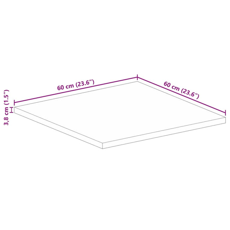 Tafelblad vierkant 60x60x3,8 cm massief acaciahout