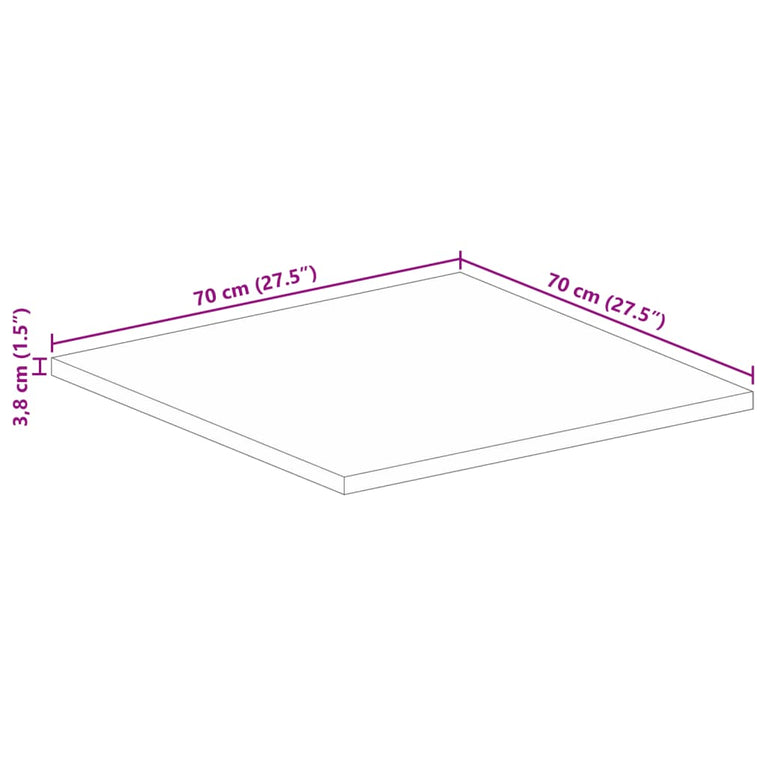 Tafelblad vierkant 70x70x3,8 cm massief acaciahout