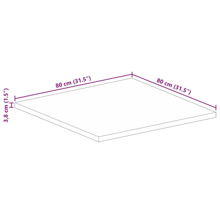 Tafelblad vierkant 80x80x3,8 cm massief acaciahout