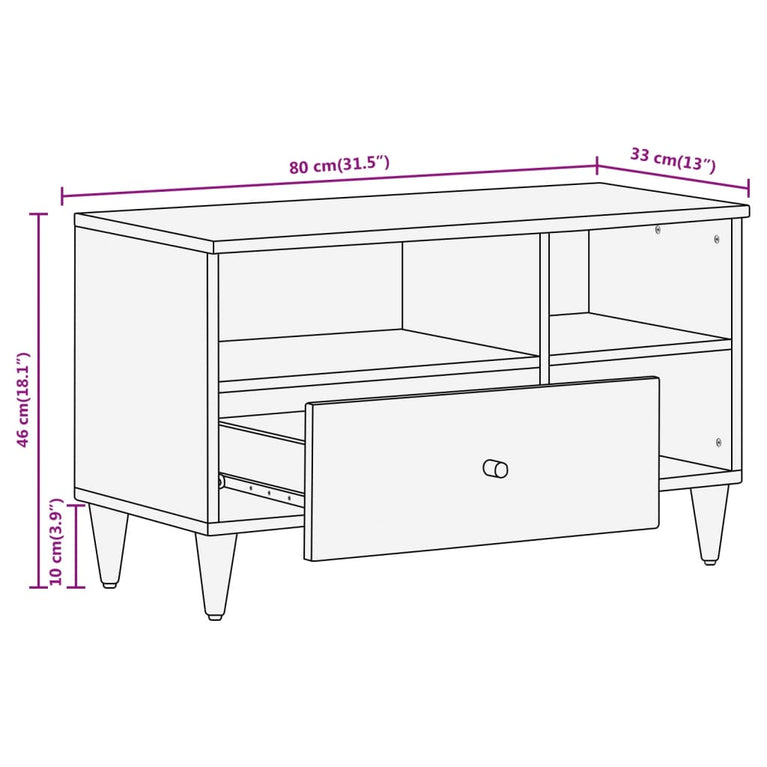 Tv-meubel 80x33x46 cm massief mangohout