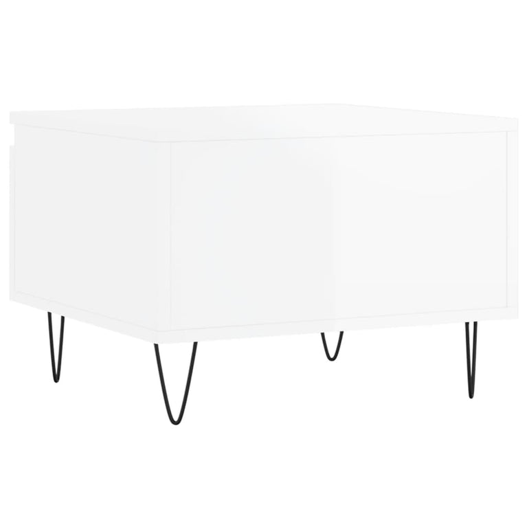 Salontafel 50x46x35 cm bewerkt hout hoogglans wit