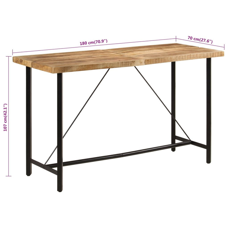 Bartafel 180x70x107 cm massief mangohout en ijzer