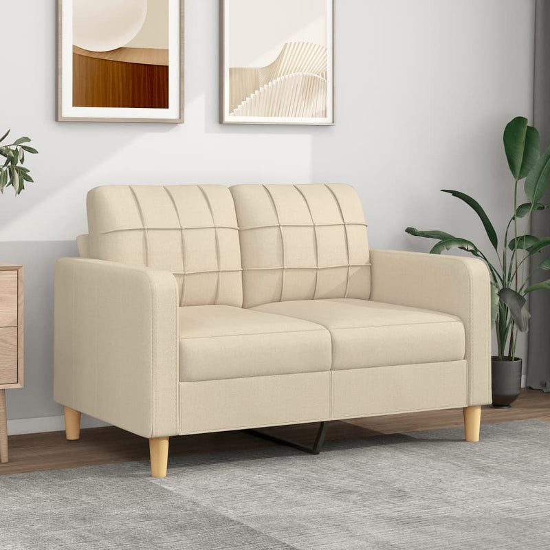Tweezitsbank 120 cm stof crèmekleurig