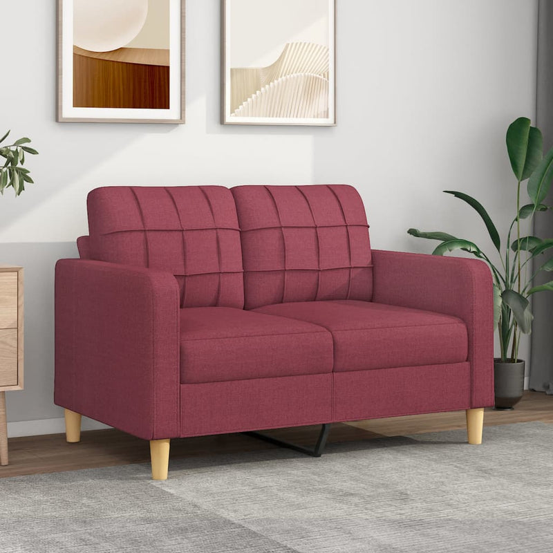 Tweezitsbank 120 cm stof wijnrood