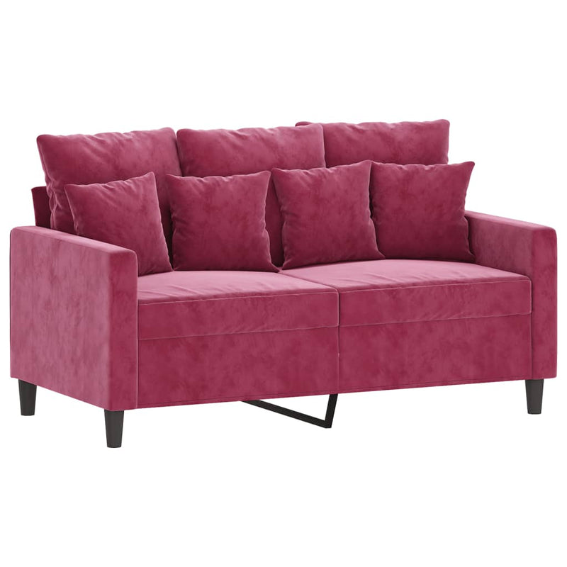Tweezitsbank 120 cm fluweel wijnrood