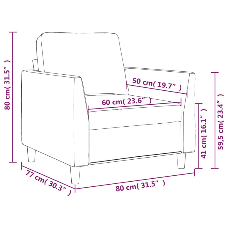 Fauteuil 60 cm kunstleer grijs