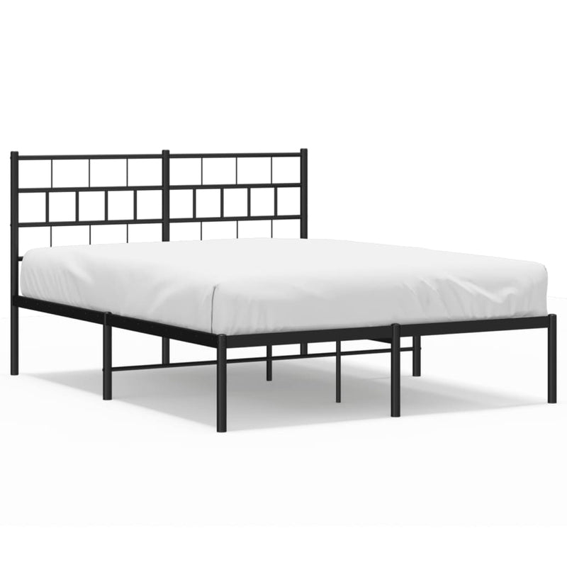 Bedframe met hoofdbord metaal zwart 160x200 cm
