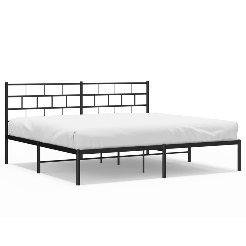 Bedframe met hoofdbord metaal zwart 200x200 cm
