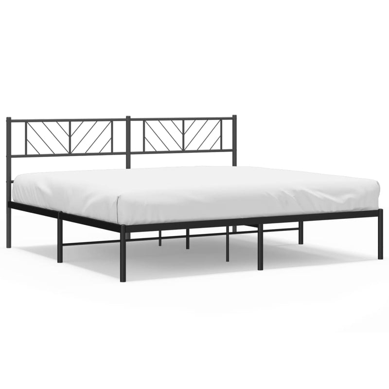 Bedframe met hoofdbord metaal zwart 180x200 cm