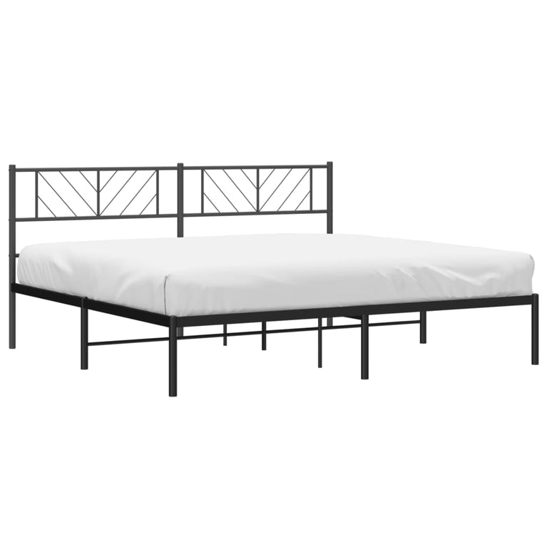Bedframe met hoofdbord metaal zwart 180x200 cm