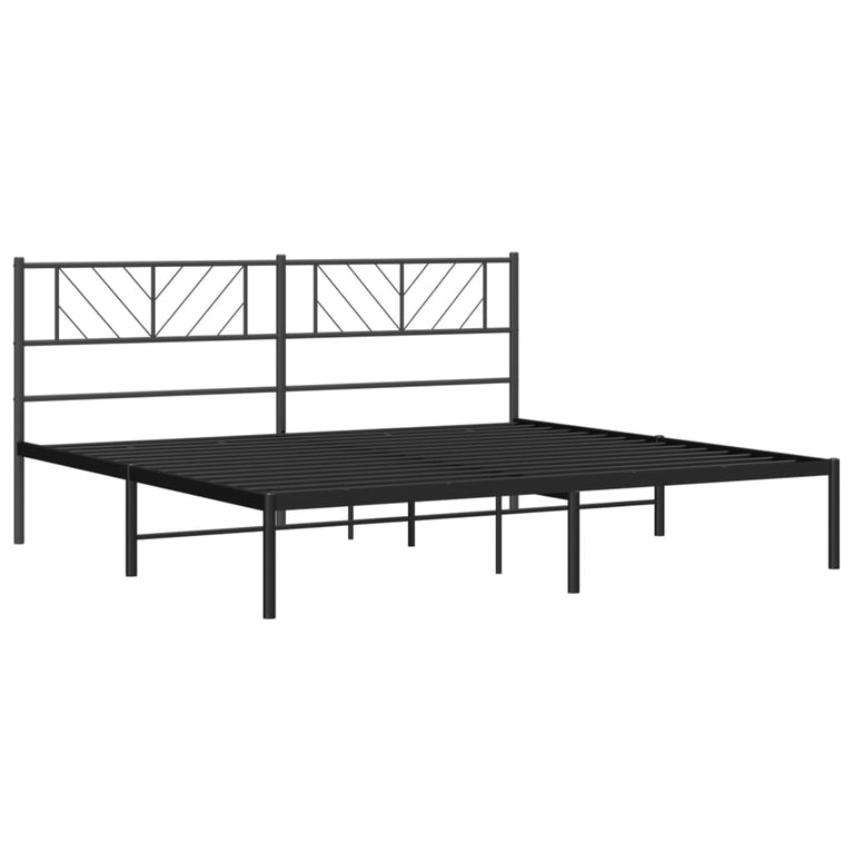 Bedframe met hoofdbord metaal zwart 180x200 cm