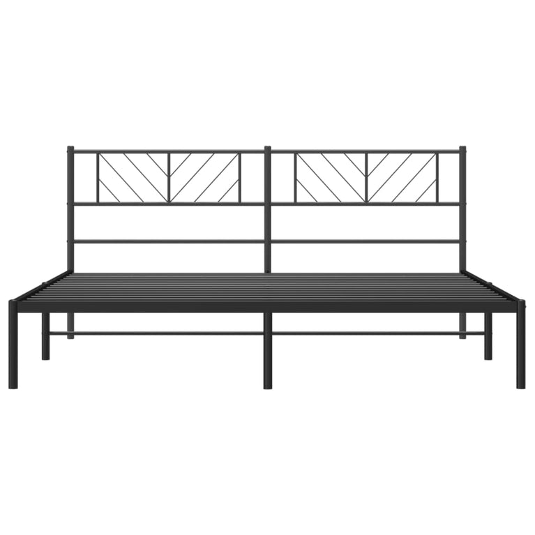 Bedframe met hoofdbord metaal zwart 180x200 cm
