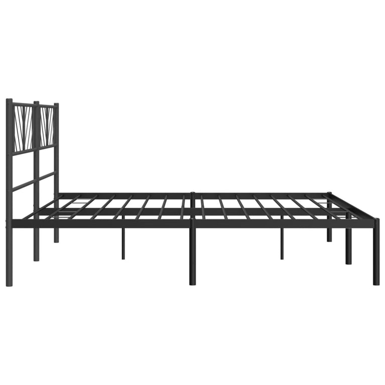 Bedframe met hoofdbord metaal zwart 180x200 cm