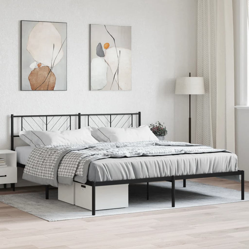 Bedframe met hoofdbord metaal zwart 180x200 cm
