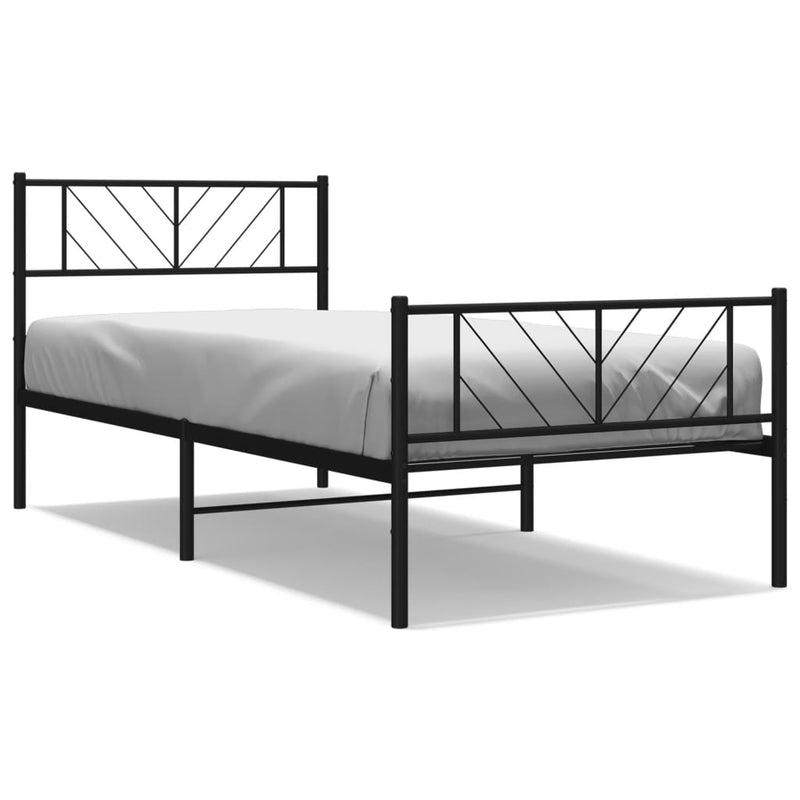 Bedframe met hoofd- en voeteneinde metaal zwart 90x200 cm