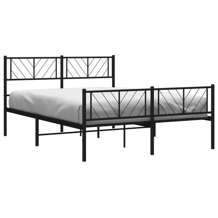 Bedframe met hoofd- en voeteneinde metaal zwart 160x200 cm