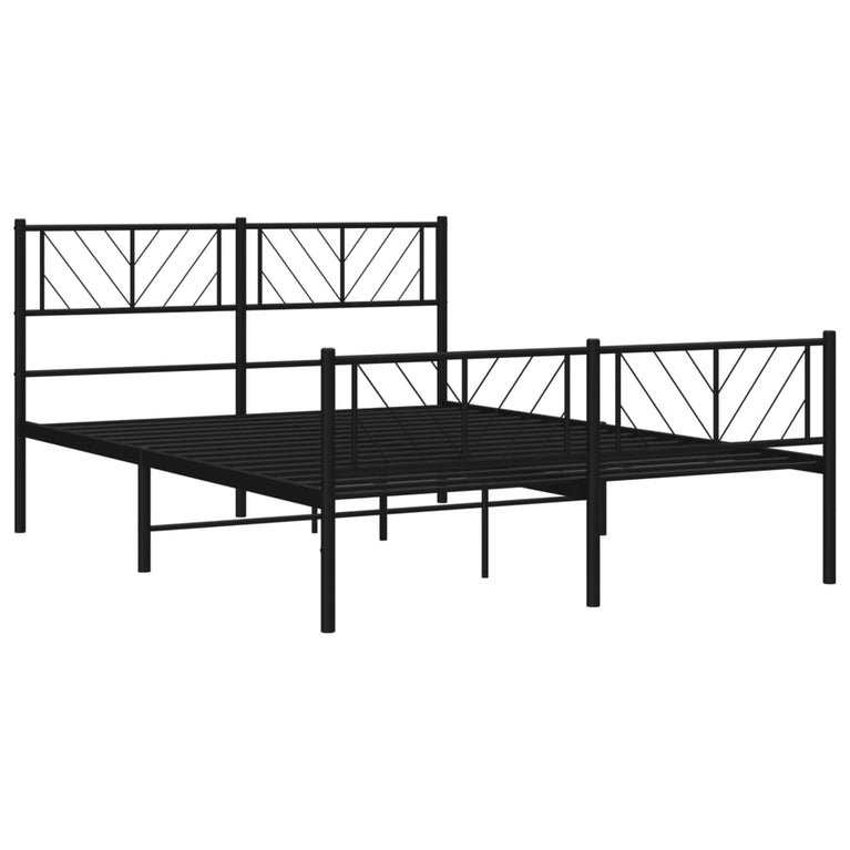 Bedframe met hoofd- en voeteneinde metaal zwart 160x200 cm