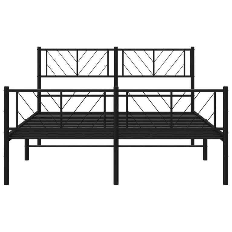 Bedframe met hoofd- en voeteneinde metaal zwart 160x200 cm