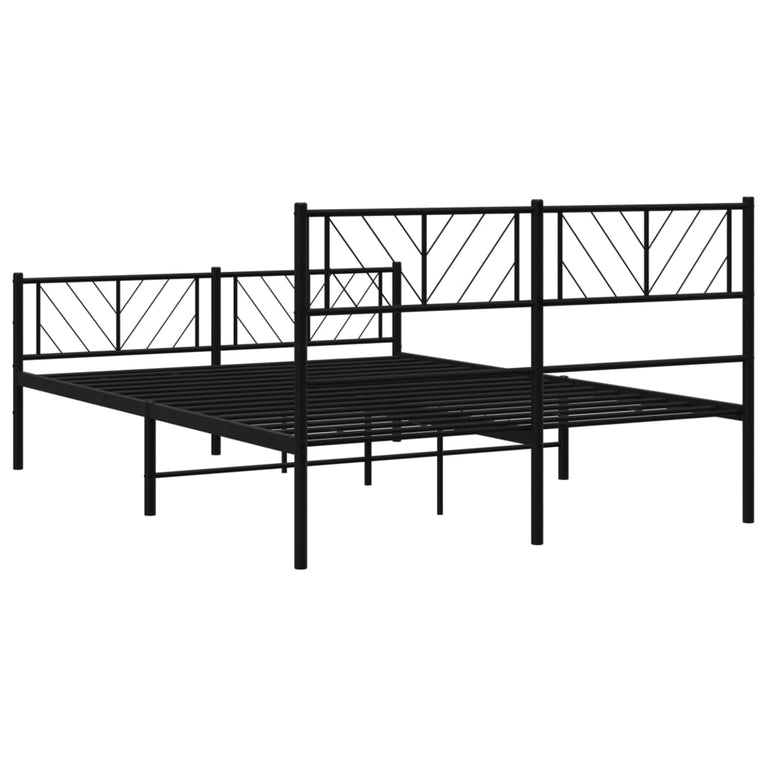 Bedframe met hoofd- en voeteneinde metaal zwart 160x200 cm