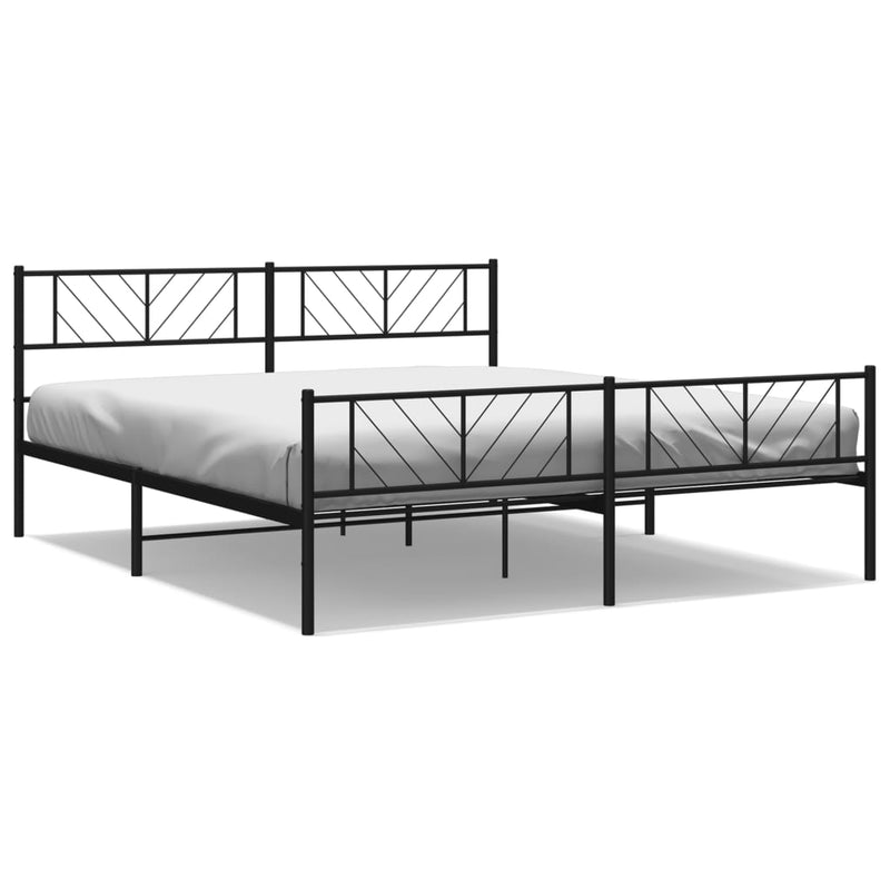 Bedframe met hoofd- en voeteneinde metaal zwart 180x200 cm
