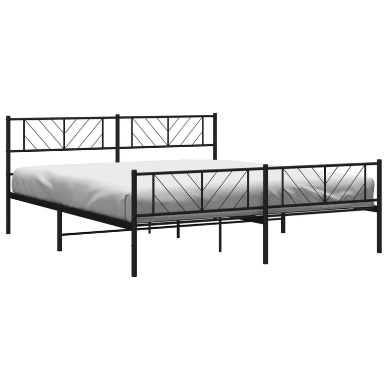 Bedframe met hoofd- en voeteneinde metaal zwart 180x200 cm