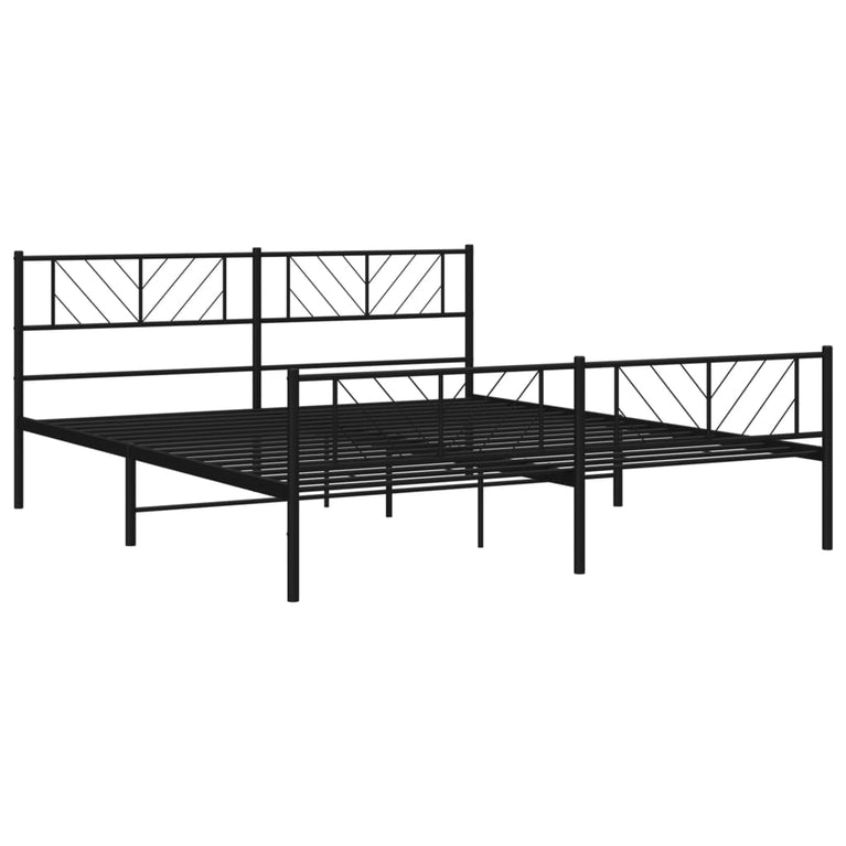 Bedframe met hoofd- en voeteneinde metaal zwart 180x200 cm