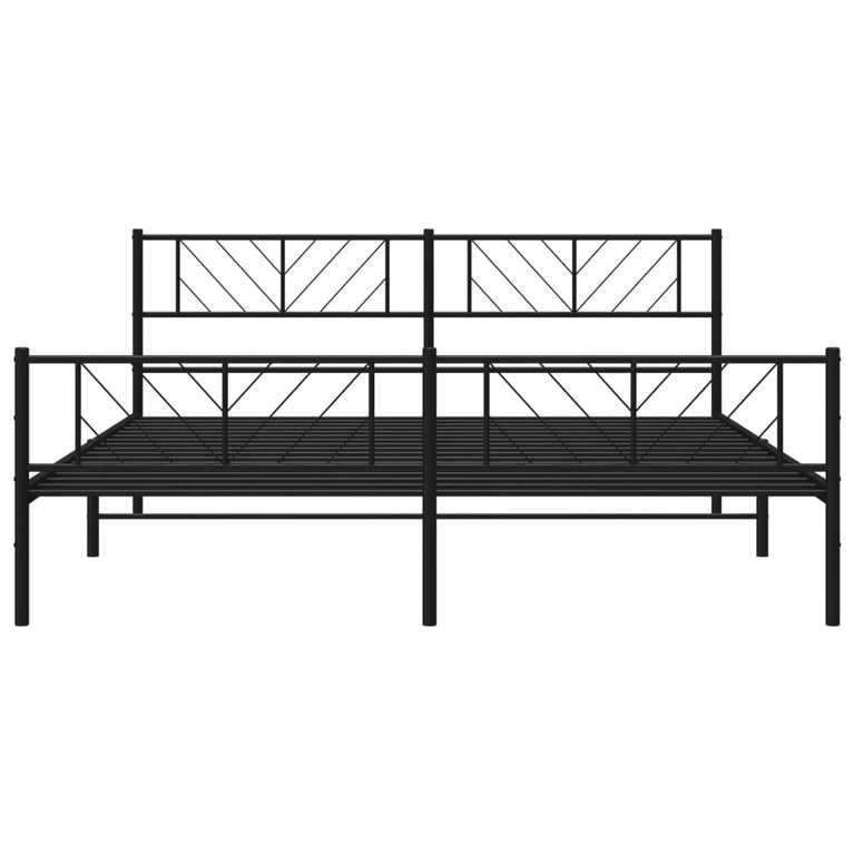 Bedframe met hoofd- en voeteneinde metaal zwart 180x200 cm