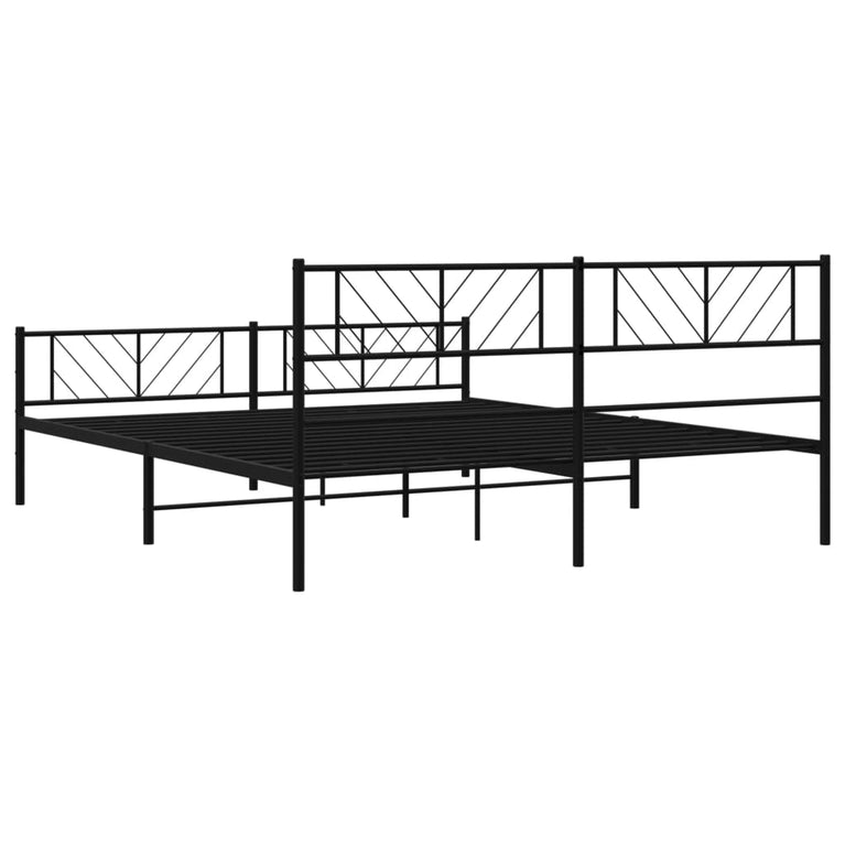 Bedframe met hoofd- en voeteneinde metaal zwart 180x200 cm