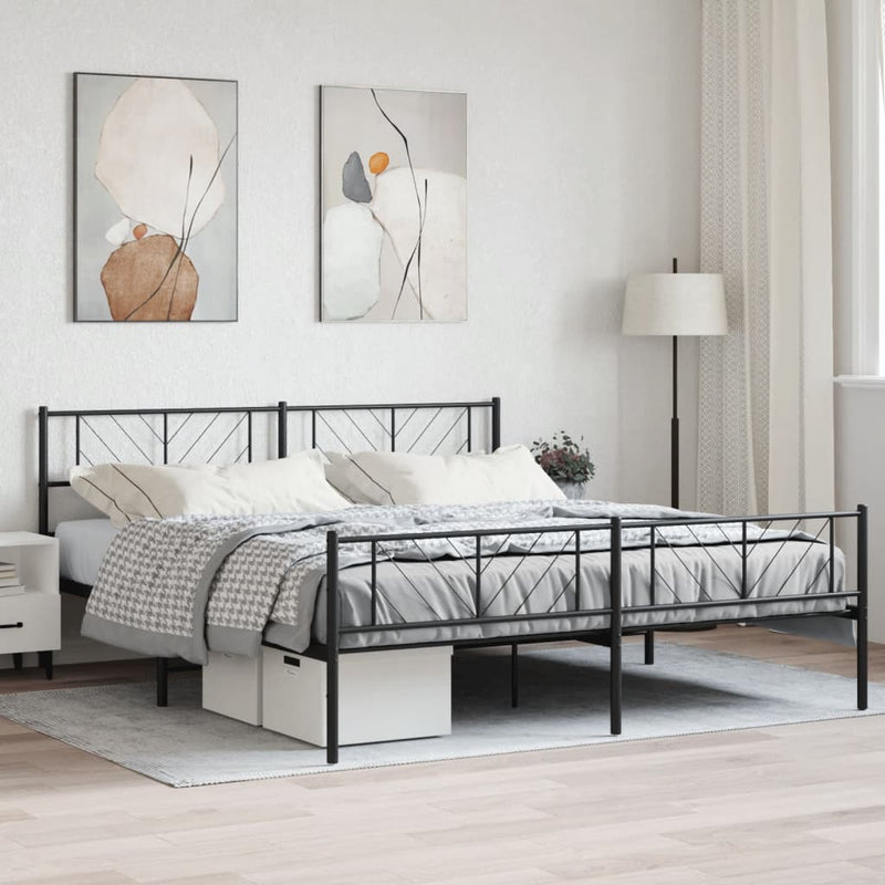 Bedframe met hoofd- en voeteneinde metaal zwart 180x200 cm