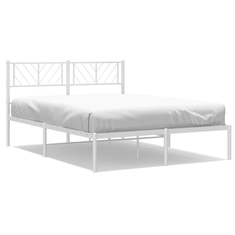 Bedframe met hoofdbord metaal wit 150x200 cm