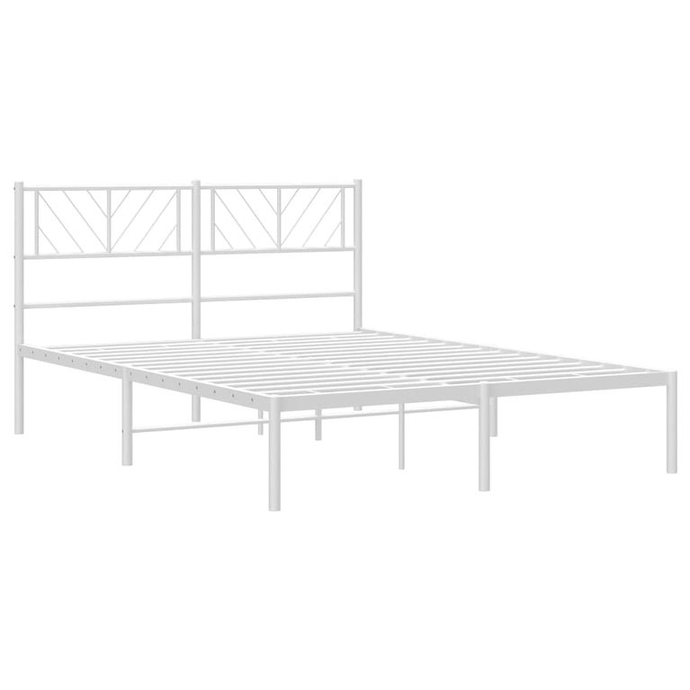 Bedframe met hoofdbord metaal wit 150x200 cm