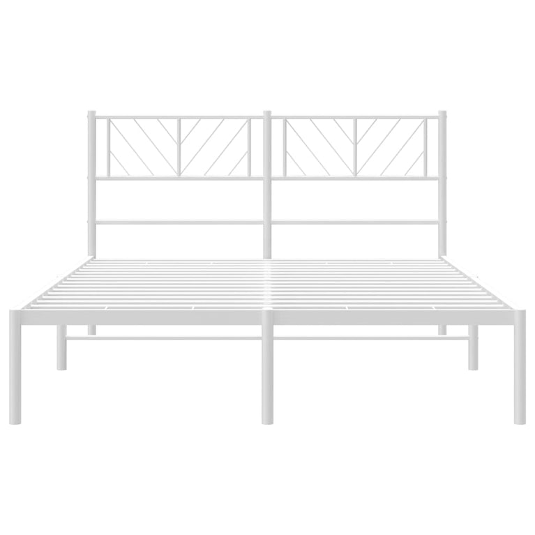 Bedframe met hoofdbord metaal wit 150x200 cm