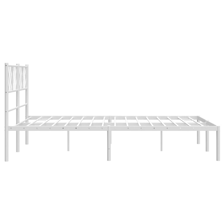 Bedframe met hoofdbord metaal wit 150x200 cm