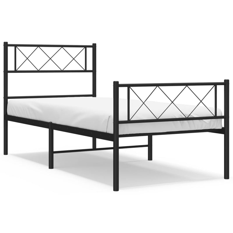 Bedframe met hoofd- en voeteneinde metaal zwart 100x200 cm