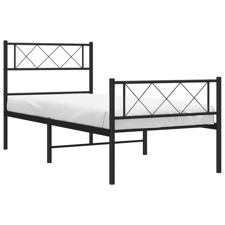 Bedframe met hoofd- en voeteneinde metaal zwart 100x200 cm