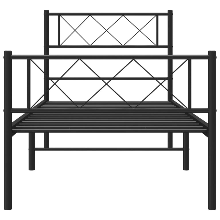 Bedframe met hoofd- en voeteneinde metaal zwart 100x200 cm