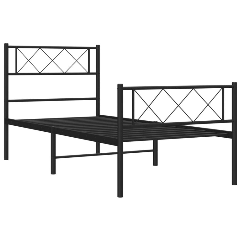 Bedframe met hoofd- en voeteneinde metaal zwart 100x200 cm