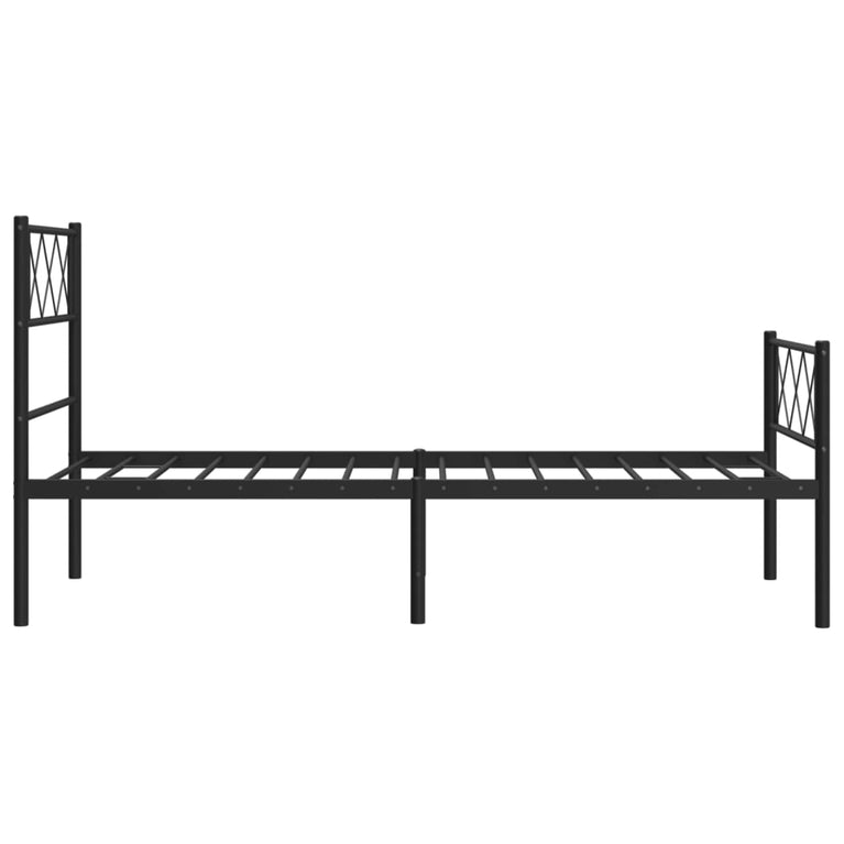 Bedframe met hoofd- en voeteneinde metaal zwart 100x200 cm