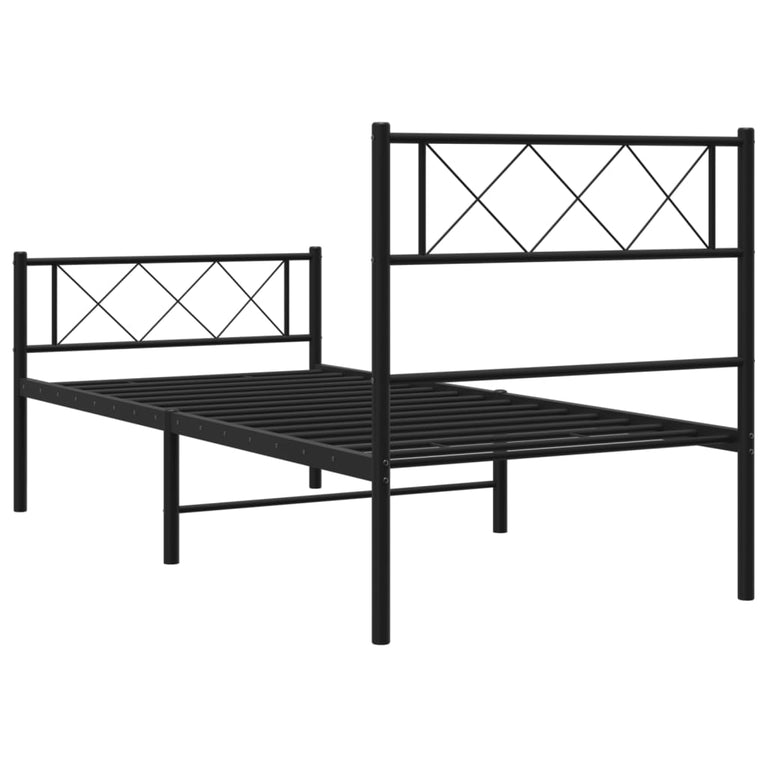 Bedframe met hoofd- en voeteneinde metaal zwart 100x200 cm