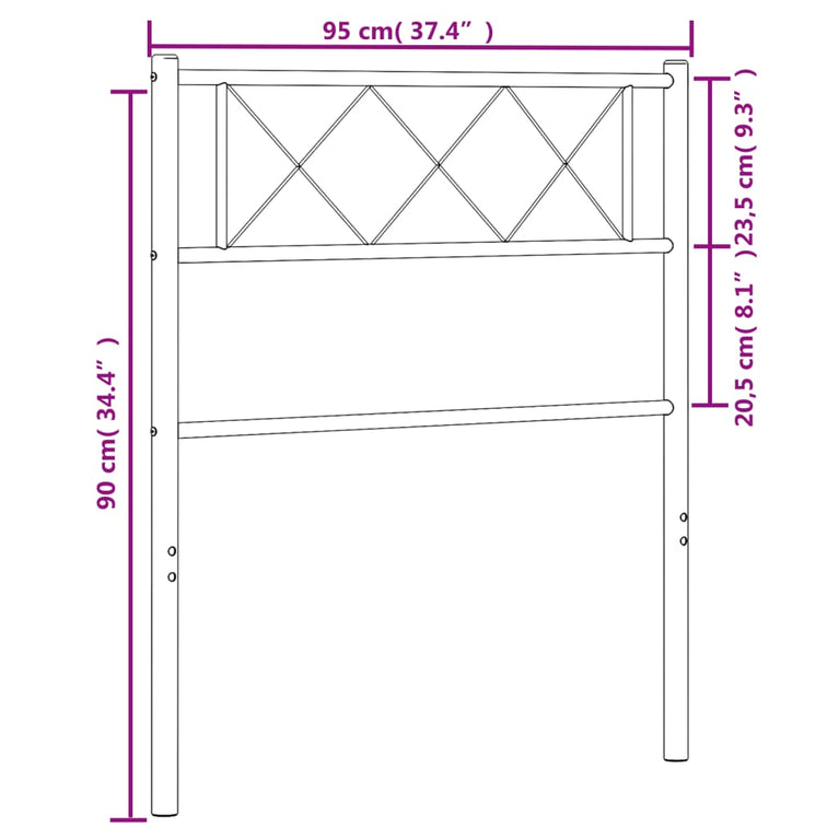 Hoofdbord 90 cm metaal zwart
