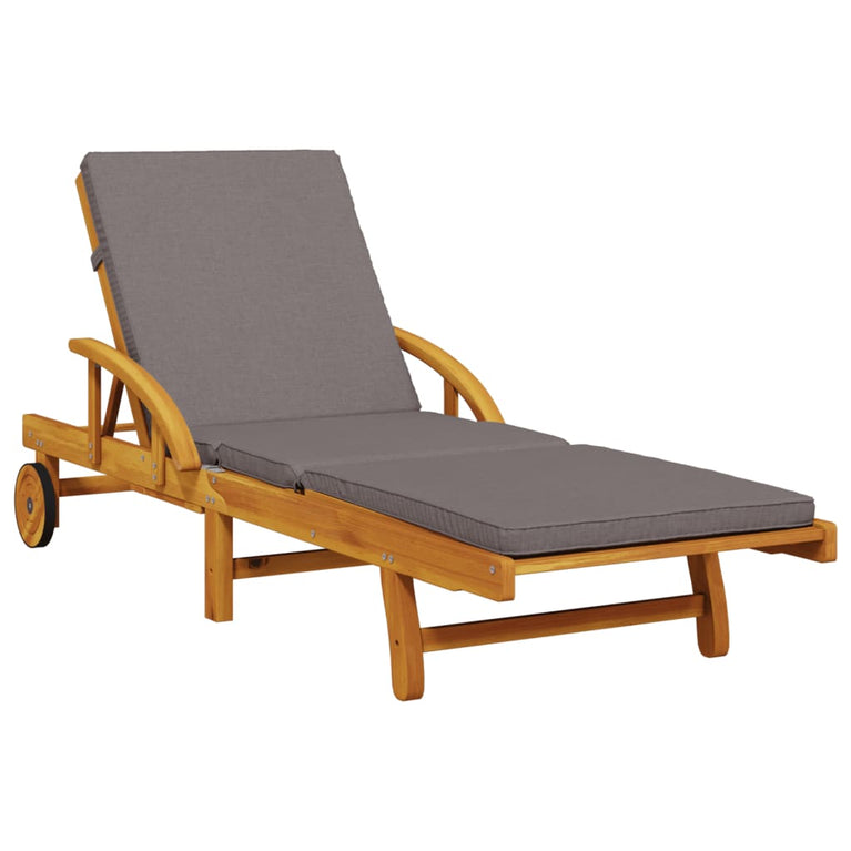 Ligbed met kussen en tafel massief acaciahout