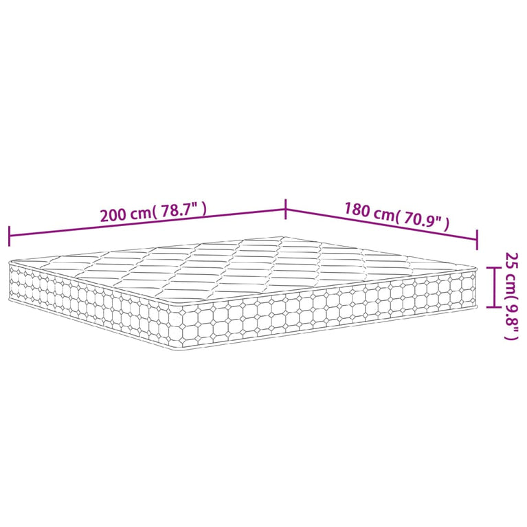 Pocketveringmatras middelhard-hard 180x200 cm